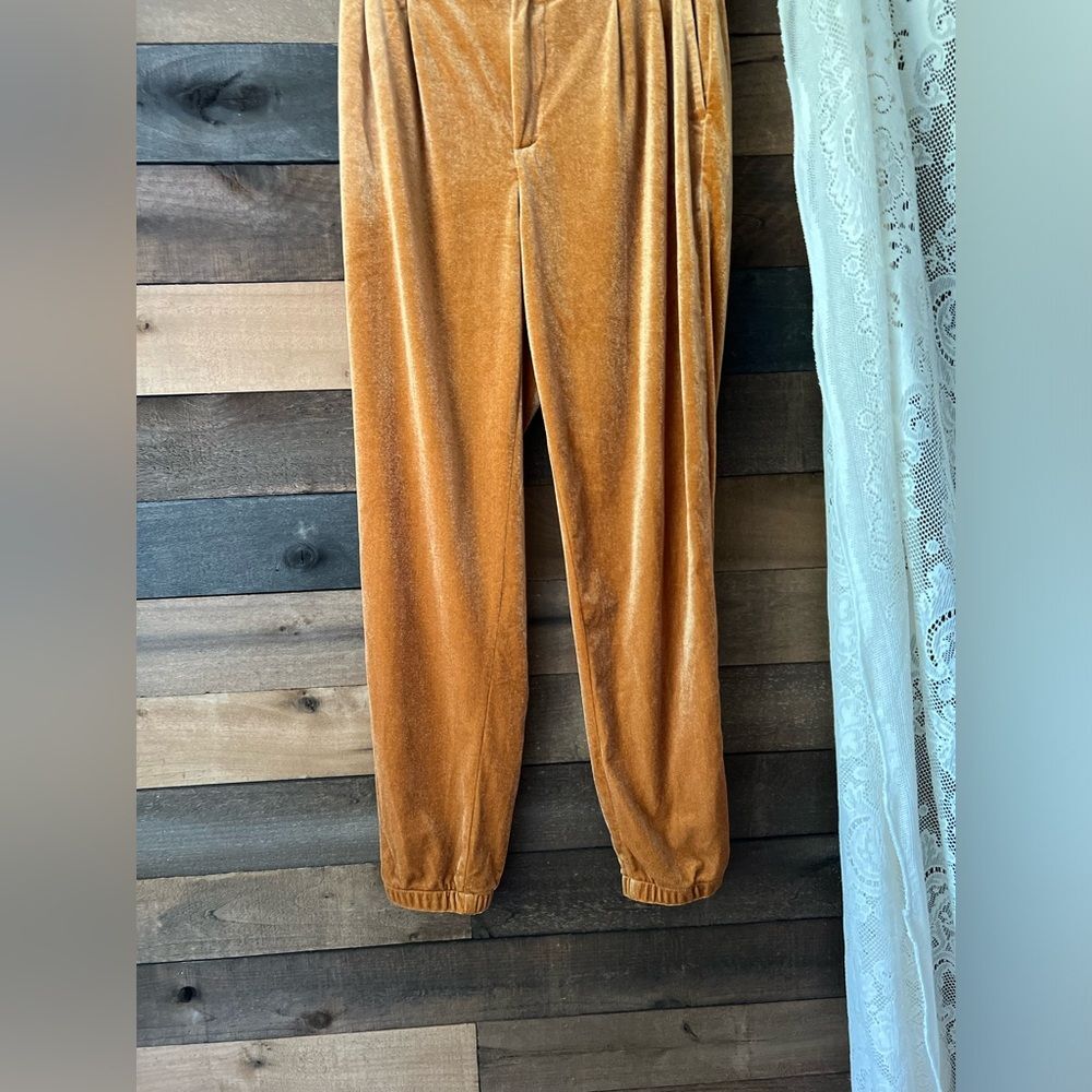 Gap Velvet High Waisted Joggers Brown / Gold Pants Size 2 - Picture 4 of 8